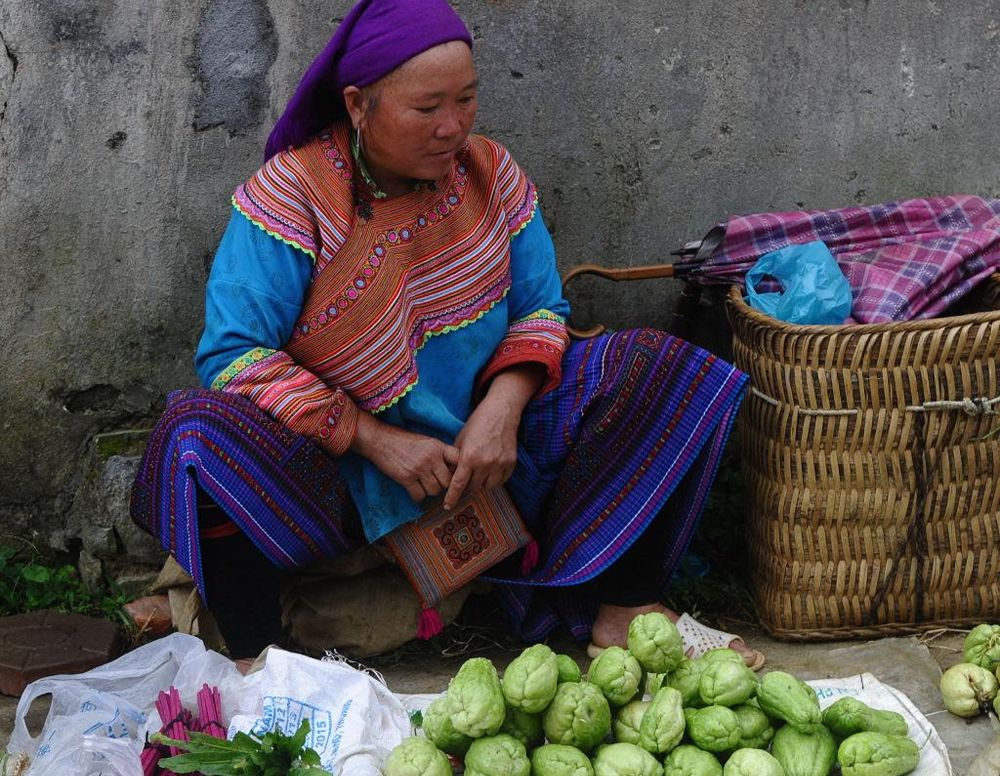 Eine Händlerin auf dem Chợ Tả Sìn Thàng in Điện Biên
