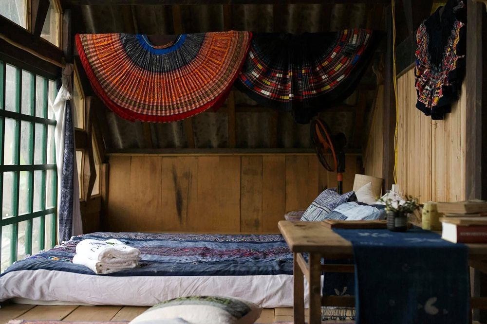Schlafzimmer eines Homestays in Tả Van