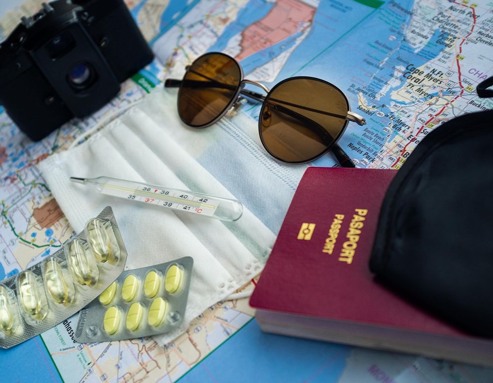 Reiseutensilien für eine Reise
