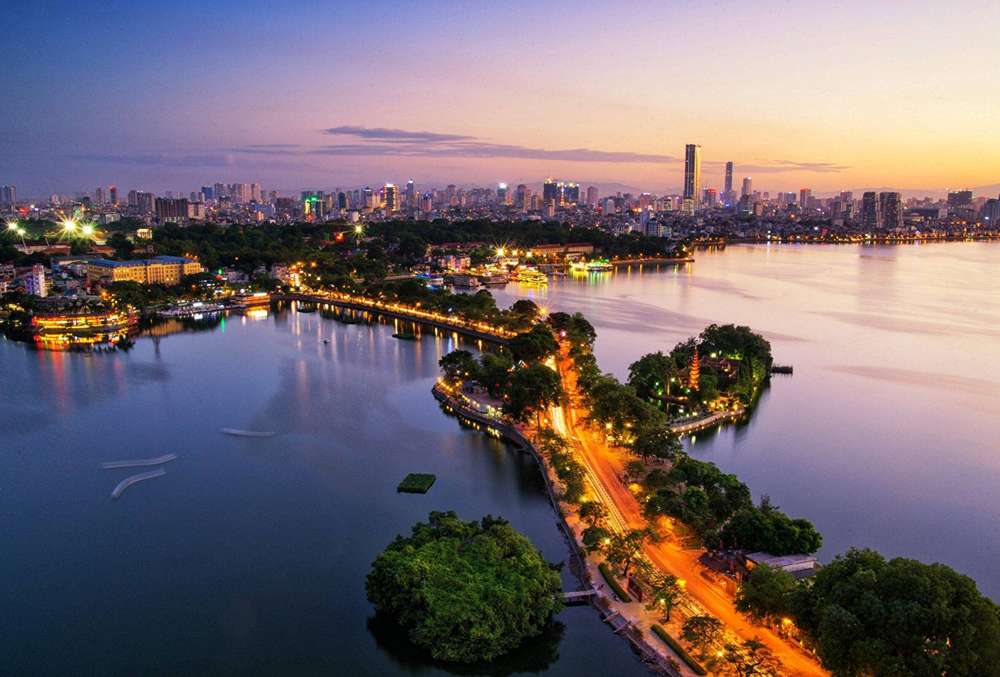 Blick auf Hanoi von oben